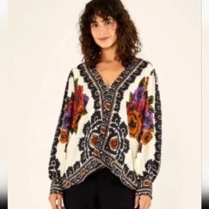 FARM Rio flower tapestry blouse